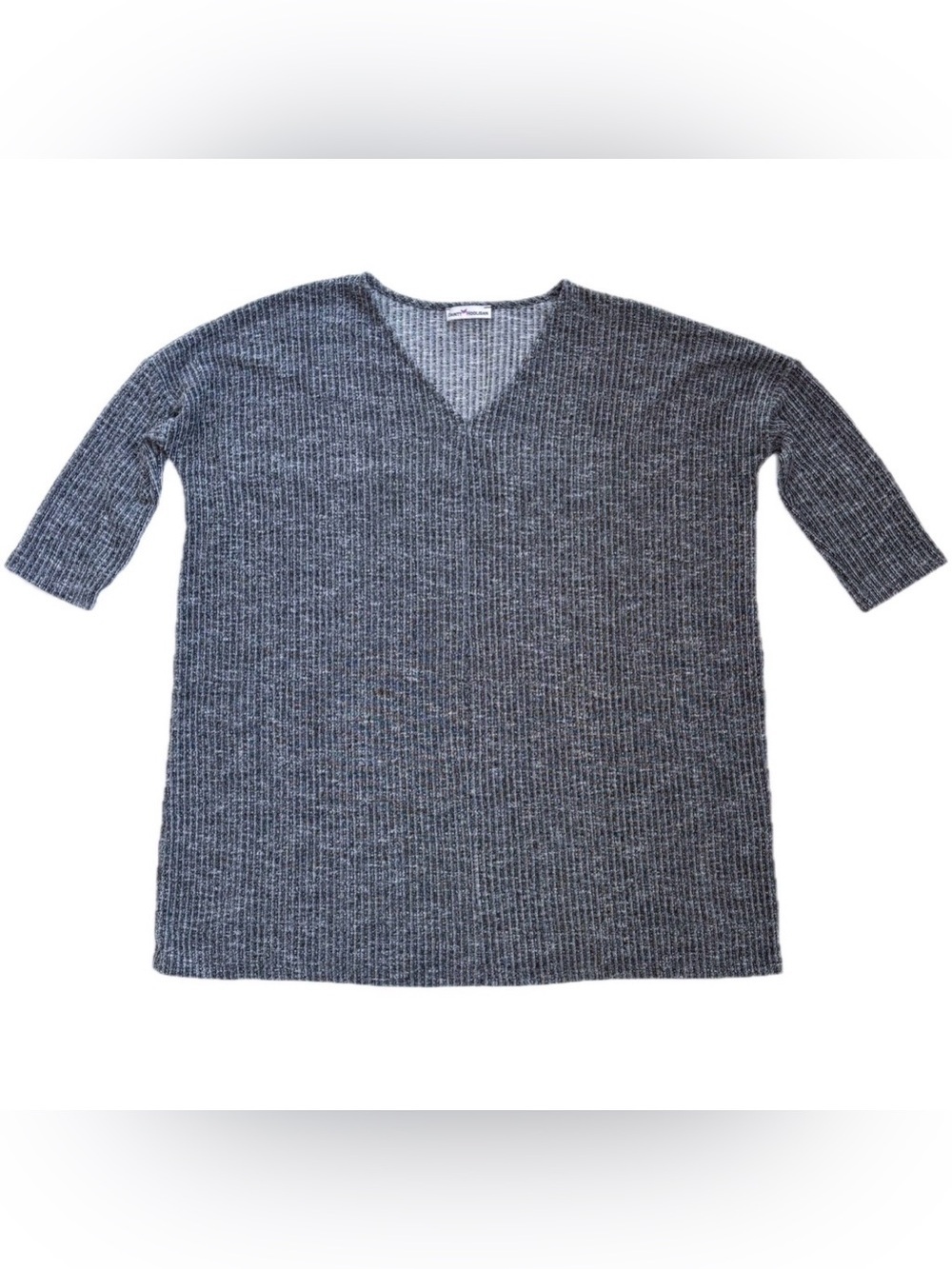 Gray Marbled Ribbed Oversized Shirt Size Small Lagenlook Minimalist Neutral